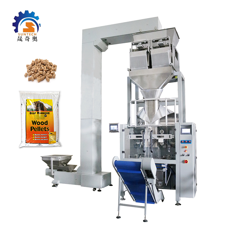 Automatic Composite PE Bag 5kg 6kg 8kg 10kg Little Stones Pellets  Packing Machine With 2 Linear Weigher