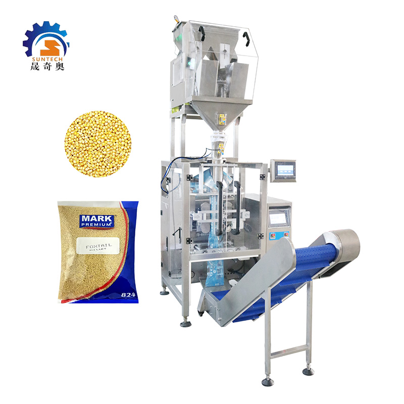 Low Noise Level 500g 800g 2kg Kodo Millet Rice Granular Gusset Bag Filling Packing Machine