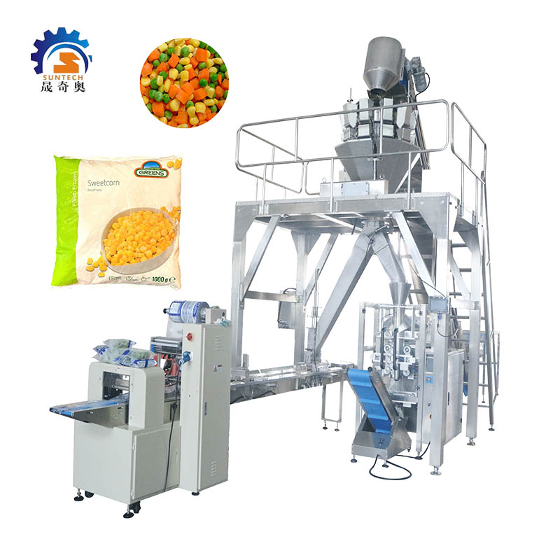 Automatic 283g 10oz 1lb Sweet Corn Kernels Maize VFFS Packing Machine With Multiheads Weigher