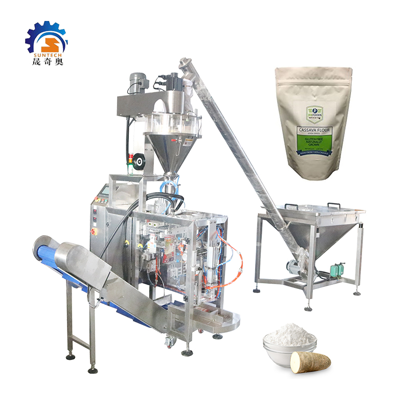 Doypack Single Station 300gr Powder Cassava Flour Paper Zipper Bag Filling and Packing Machine