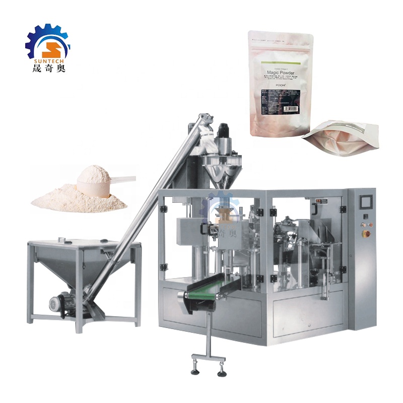 Automatic powder premade bag packaging machine stand-up pouch doypack zipper bag rotary powder packing machine