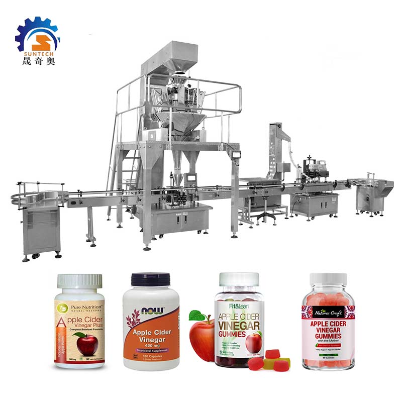 Automatic Bottles Cans Granule Apple Cider Vinegar Gummies 450g 500g Weighing Filling Machine