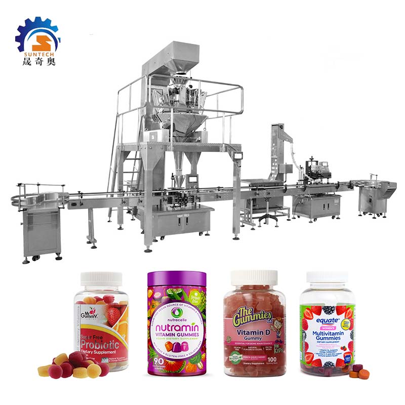 Automatic Round Bottles Granule Vitamin D Gummy For Bone Maintenance Weighing Filling Machine