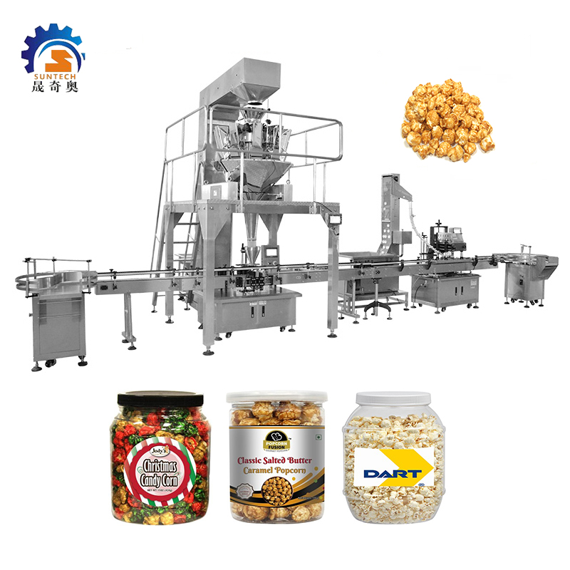 Granule Classic Salted Butter Caramel Popcorn Snack Foods Aluminum Tube Filling Sealing Machine