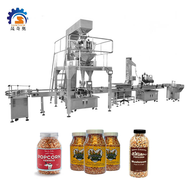 Granule Yellow Popping Corn Kernels Popcorn Foods 650g Bottle Capping Filling Sealing Machine